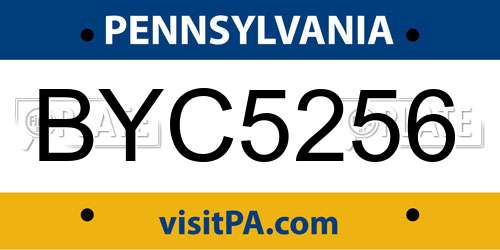 BYC5256 Pennsylvania License Plate