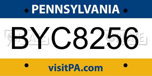 BYC8256 Pennsylvania License Plate