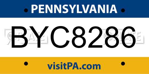 BYC8286 Pennsylvania License Plate