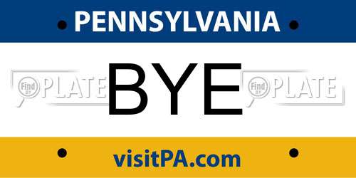 BYE Pennsylvania License Plate