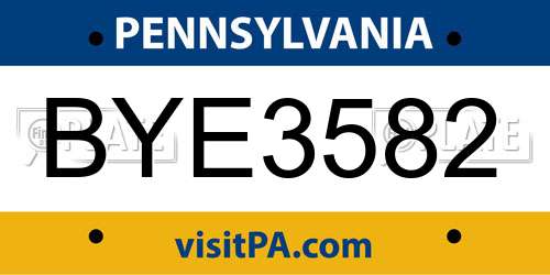 BYE3582 Pennsylvania License Plate