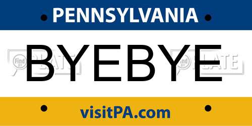 BYEBYE Pennsylvania License Plate
