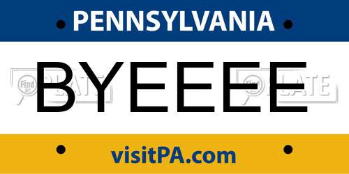 BYEEEE Pennsylvania License Plate