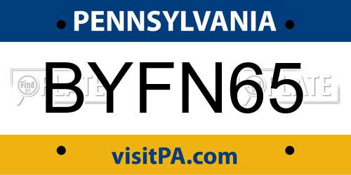 BYFN65 Pennsylvania License Plate