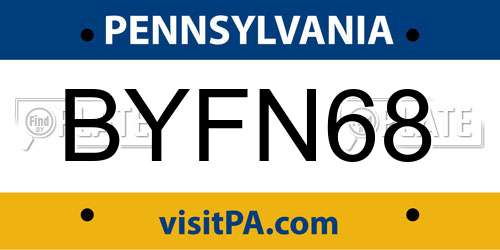 BYFN68 Pennsylvania License Plate