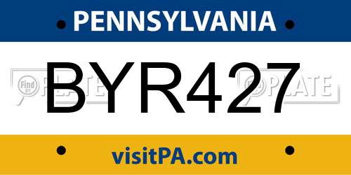 BYR427 Pennsylvania License Plate