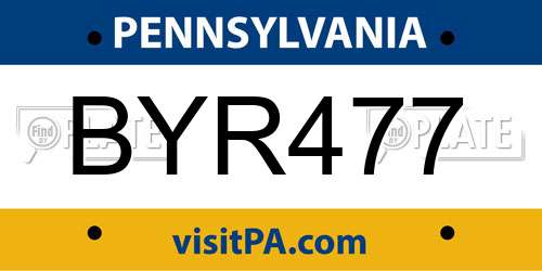 BYR477 Pennsylvania License Plate