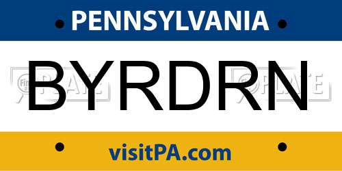 BYRDRN Pennsylvania License Plate
