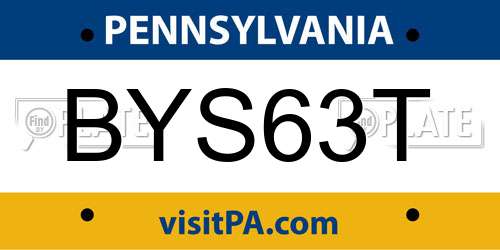 BYS63T Pennsylvania License Plate