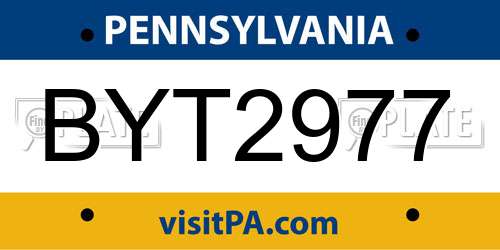 BYT2977 Pennsylvania License Plate