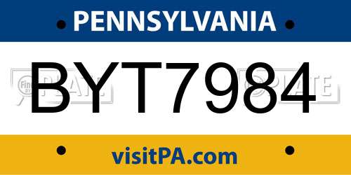 BYT7984 Pennsylvania License Plate