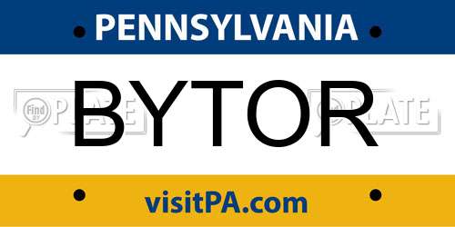 BYTOR Pennsylvania License Plate