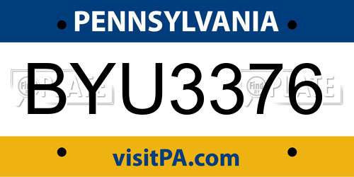 BYU3376 Pennsylvania License Plate