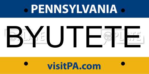 BYUTETE Pennsylvania License Plate