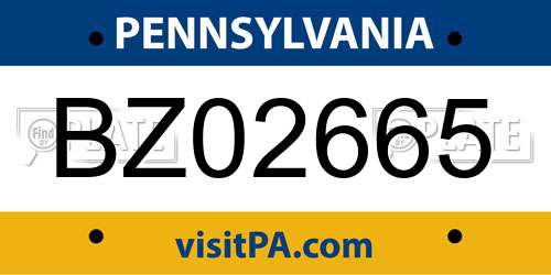 BZ02665 Pennsylvania License Plate