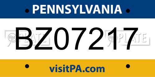 BZ07217 Pennsylvania License Plate