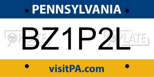 BZ1P2L Pennsylvania License Plate