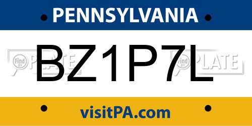BZ1P7L Pennsylvania License Plate