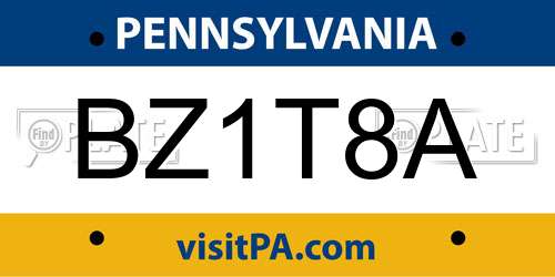 BZ1T8A Pennsylvania License Plate