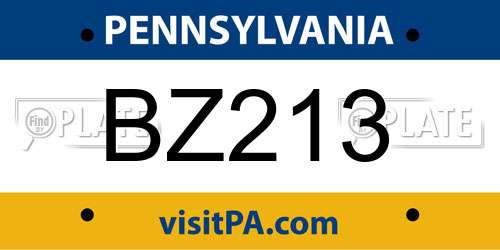 BZ213 Pennsylvania License Plate