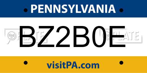 BZ2B0E Pennsylvania License Plate