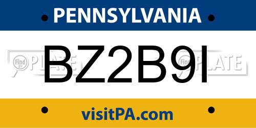BZ2B9I Pennsylvania License Plate