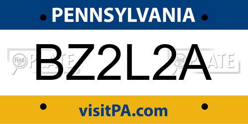 BZ2L2A Pennsylvania License Plate