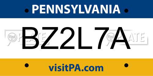 BZ2L7A Pennsylvania License Plate