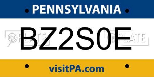 BZ2S0E Pennsylvania License Plate