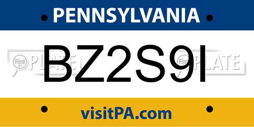 BZ2S9I Pennsylvania License Plate