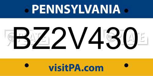 BZ2V430 Pennsylvania License Plate