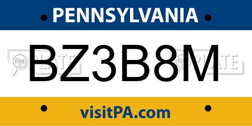 BZ3B8M Pennsylvania License Plate