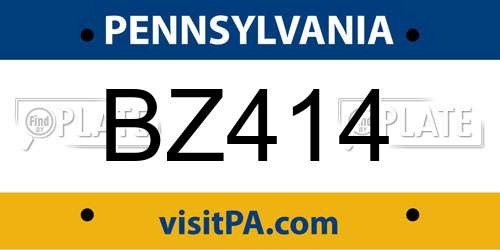 BZ414 Pennsylvania License Plate