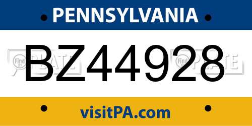 BZ44928 Pennsylvania License Plate