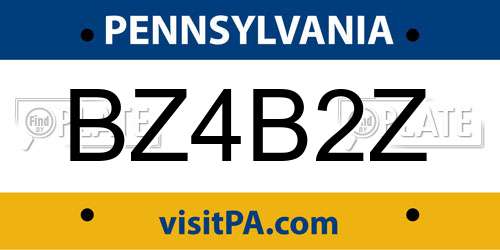 BZ4B2Z Pennsylvania License Plate