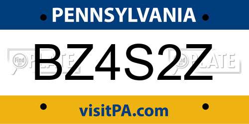 BZ4S2Z Pennsylvania License Plate