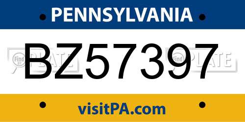 BZ57397 Pennsylvania License Plate