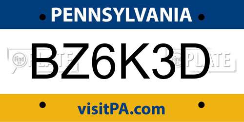 BZ6K3D Pennsylvania License Plate
