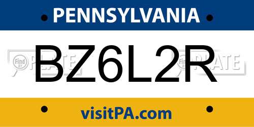 BZ6L2R Pennsylvania License Plate