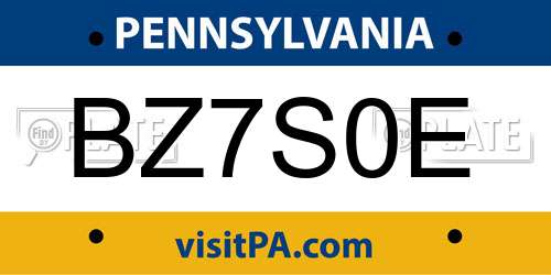 BZ7S0E Pennsylvania License Plate