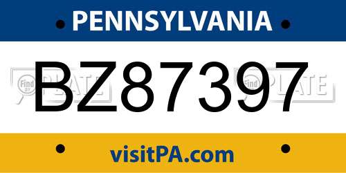 BZ87397 Pennsylvania License Plate