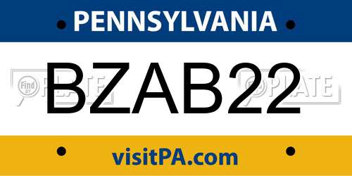 BZAB22 Pennsylvania License Plate