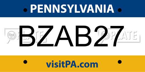 BZAB27 Pennsylvania License Plate