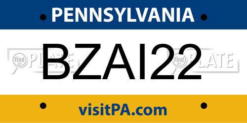 BZAI22 Pennsylvania License Plate