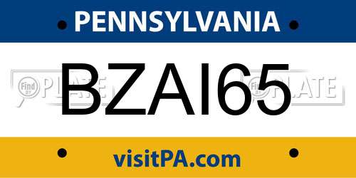 BZAI65 Pennsylvania License Plate