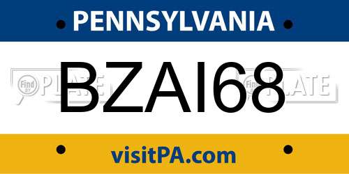 BZAI68 Pennsylvania License Plate