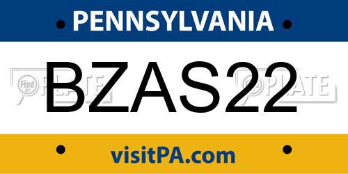 BZAS22 Pennsylvania License Plate