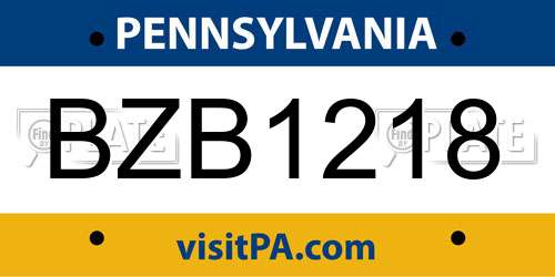 BZB1218 Pennsylvania License Plate