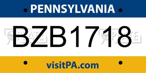 BZB1718 Pennsylvania License Plate