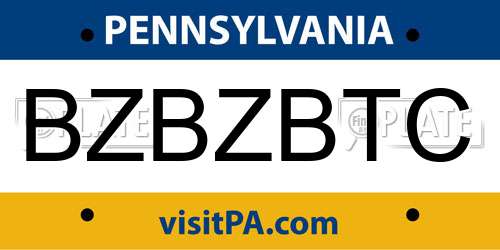 BZBZBTC Pennsylvania License Plate
